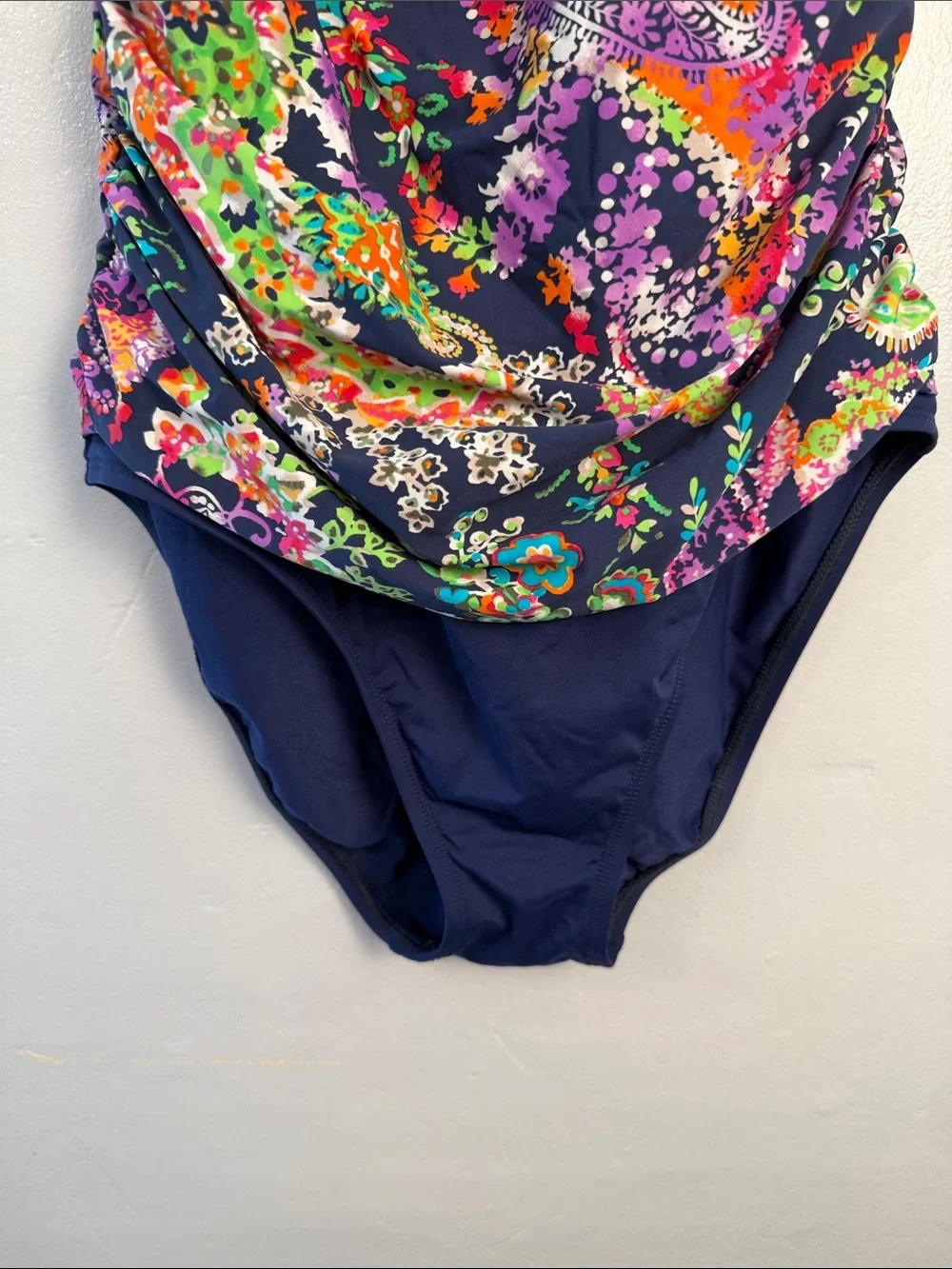 Lauren Ralph Lauren Navy One-Piece with Multicolor Paisley Print size 12